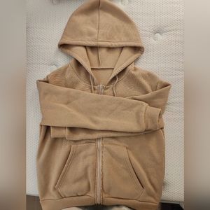 FREE Shein Zip Up Drawstring Thermal Hoodie Apricot